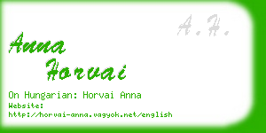 anna horvai business card
